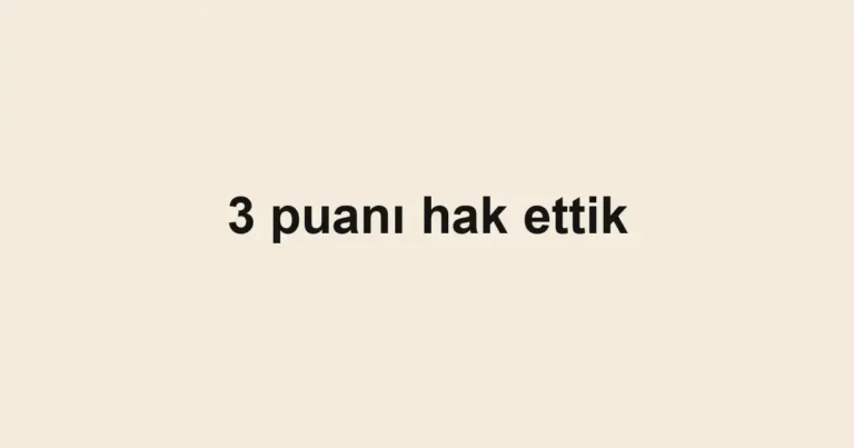 3 puanı hak ettik