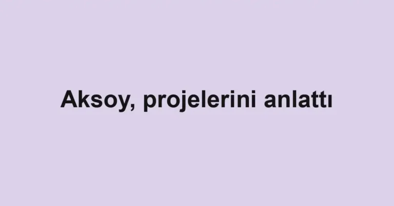 Aksoy, projelerini anlattı