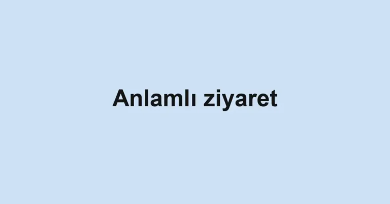 Anlamlı ziyaret