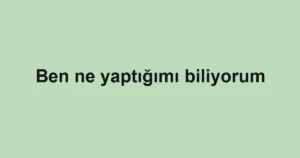 Ben ne yaptığımı biliyorum