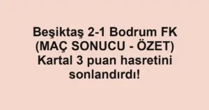 Beşiktaş 2-1 Bodrum FK (MAÇ SONUCU - ÖZET) Kartal 3 puan hasretini sonlandırdı!