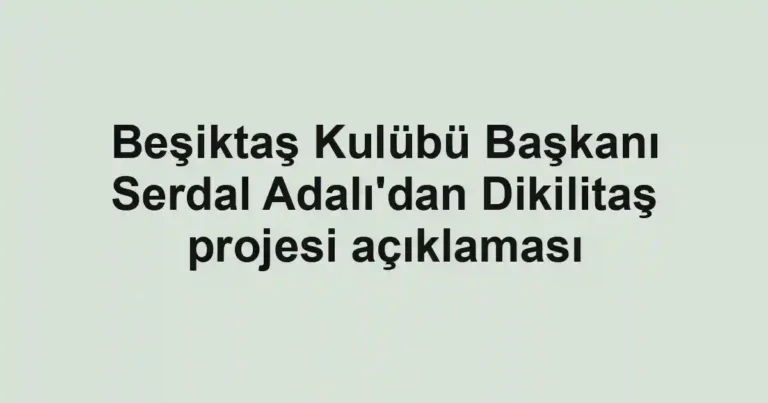 Beşiktaş Kulübü Başkanı Serdal Adalı'dan Dikilitaş projesi açıklaması