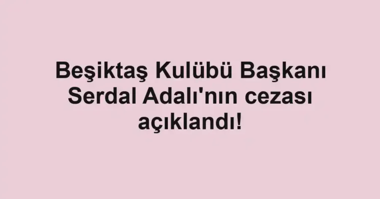 Beşiktaş Kulübü Başkanı Serdal Adalı'nın cezası açıklandı!