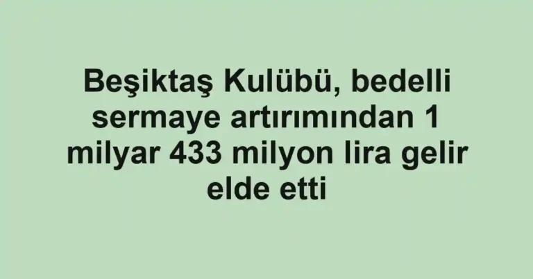 Beşiktaş Kulübü, bedelli sermaye artırımından 1 milyar 433 milyon lira gelir elde etti