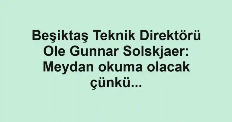 Beşiktaş Teknik Direktörü Ole Gunnar Solskjaer: Meydan okuma olacak çünkü...