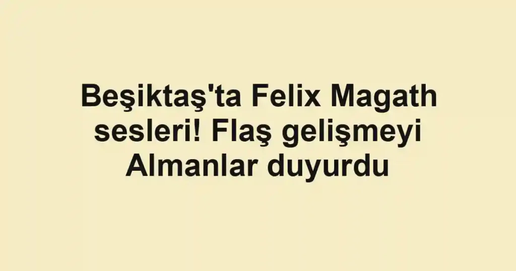 Beşiktaş'ta Felix Magath sesleri! Flaş gelişmeyi Almanlar duyurdu