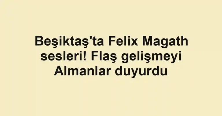 Beşiktaş'ta Felix Magath sesleri! Flaş gelişmeyi Almanlar duyurdu