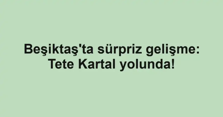 Beşiktaş'ta sürpriz gelişme: Tete Kartal yolunda!