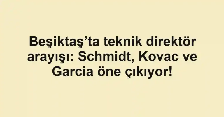 Beşiktaş’ta teknik direktör arayışı: Schmidt, Kovac ve Garcia öne çıkıyor!