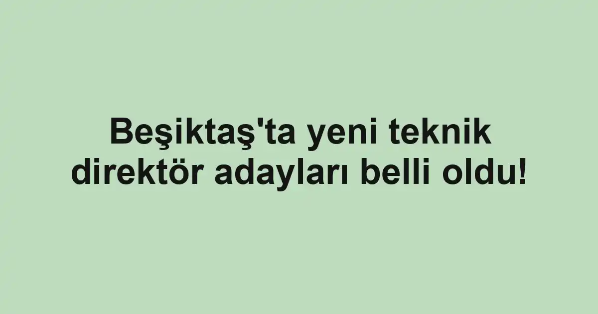 Beşiktaş'ta yeni teknik direktör adayları belli oldu!