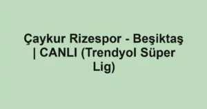 Çaykur Rizespor - Beşiktaş | CANLI (Trendyol Süper Lig)