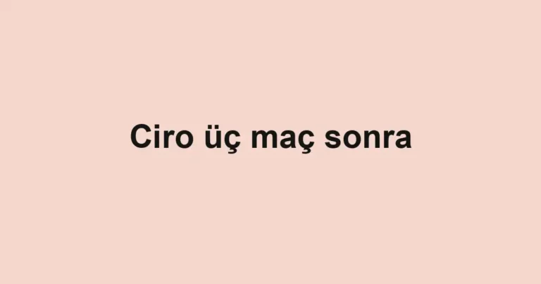 Ciro üç maç sonra