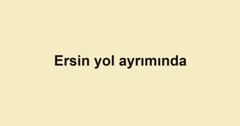 Ersin yol ayrımında