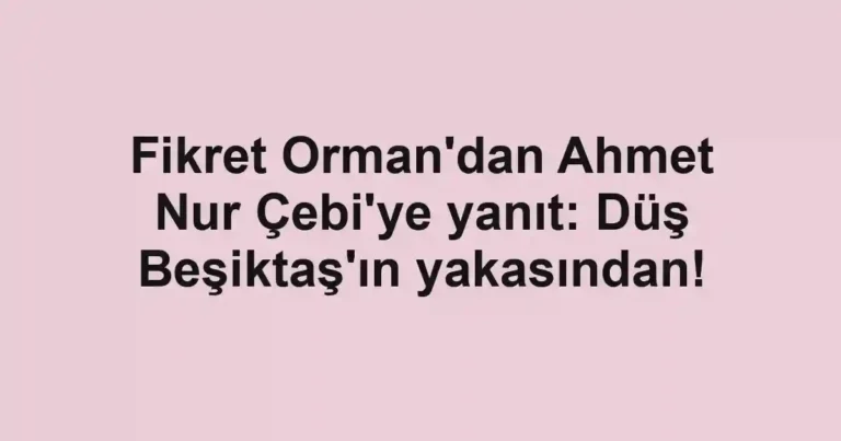 Fikret Orman'dan Ahmet Nur Çebi'ye yanıt: Düş Beşiktaş'ın yakasından!