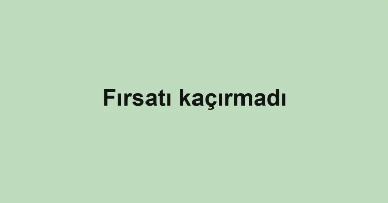 Fırsatı kaçırmadı