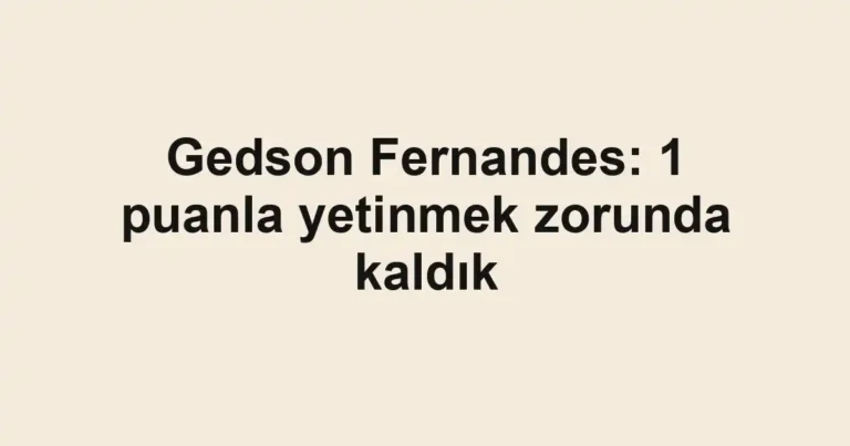 Gedson Fernandes: 1 puanla yetinmek zorunda kaldık