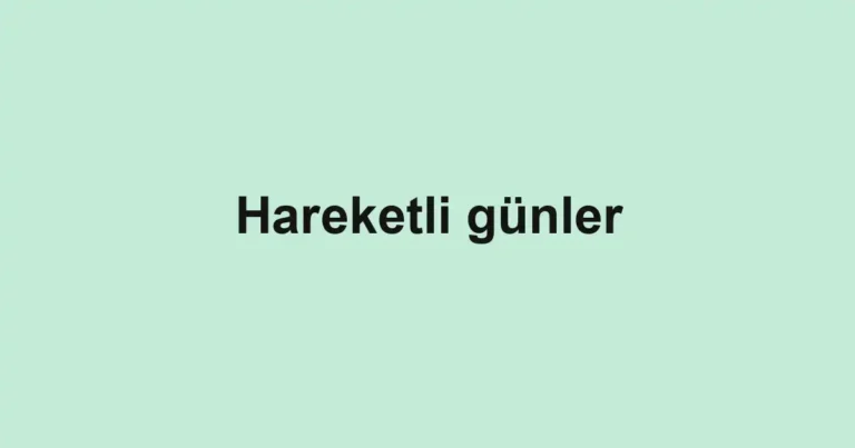 Hareketli günler