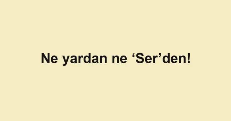 Ne yardan ne ‘Ser’den!