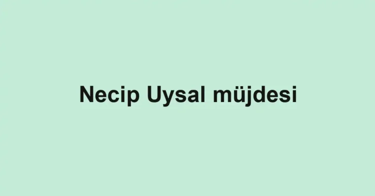 Necip Uysal müjdesi
