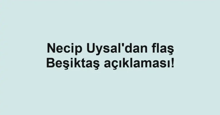 Necip Uysal'dan flaş Beşiktaş açıklaması!