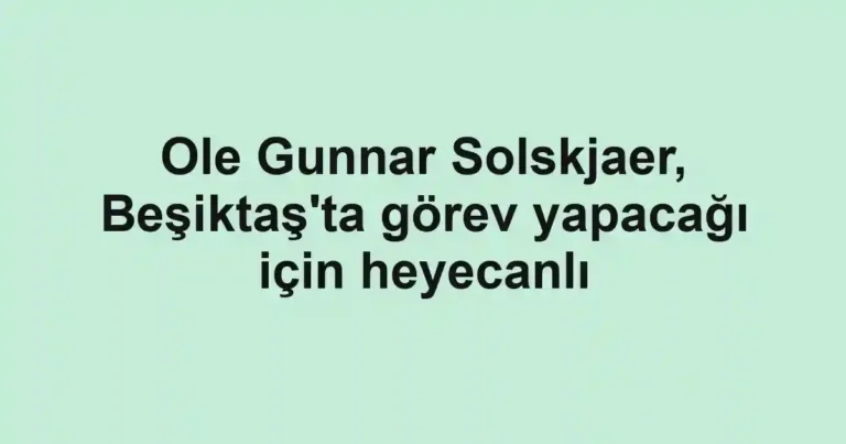Ole Gunnar Solskjaer, Beşiktaş'ta görev yapacağı için heyecanlı