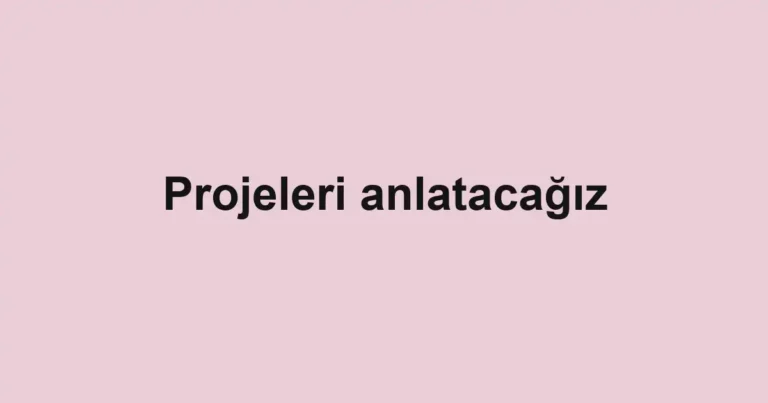 Projeleri anlatacağız