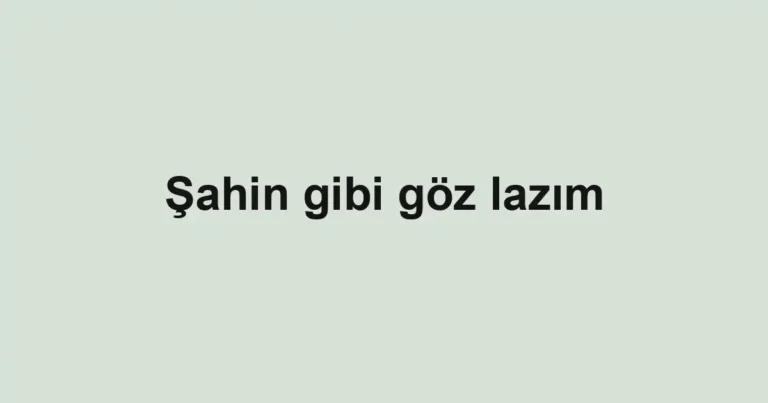 Şahin gibi göz lazım