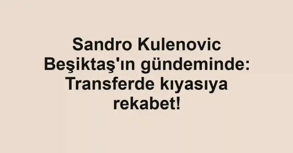 Sandro Kulenovic Beşiktaş'ın gündeminde: Transferde kıyasıya rekabet!