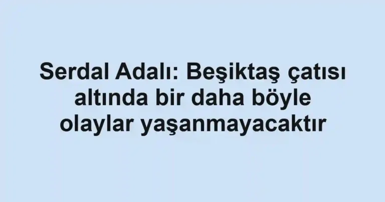 Serdal Adalı: Beşiktaş çatısı altında bir daha böyle olaylar yaşanmayacaktır