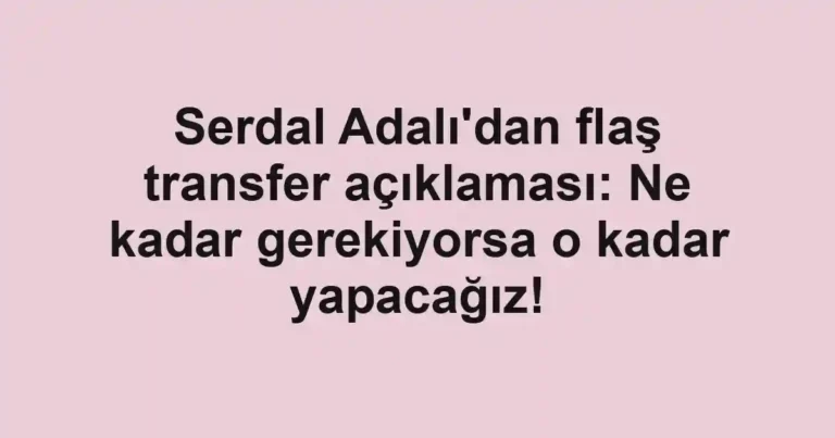 Serdal Adalı'dan flaş transfer açıklaması: Ne kadar gerekiyorsa o kadar yapacağız!