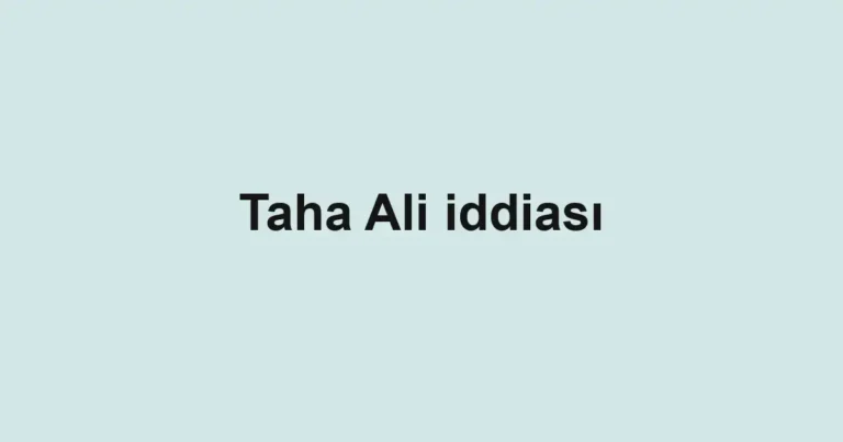 Taha Ali iddiası