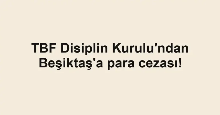 TBF Disiplin Kurulu'ndan Beşiktaş'a para cezası!
