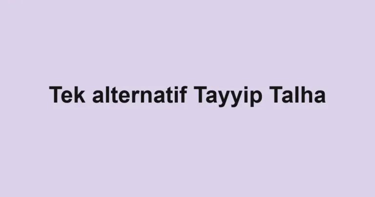 Tek alternatif Tayyip Talha