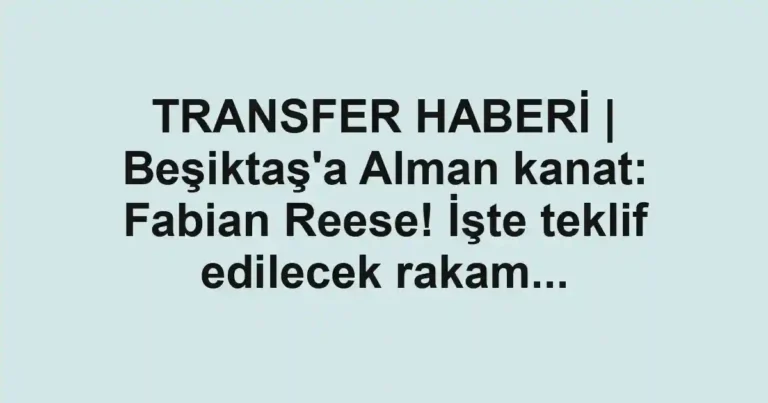 TRANSFER HABERİ | Beşiktaş'a Alman kanat: Fabian Reese! İşte teklif edilecek rakam...