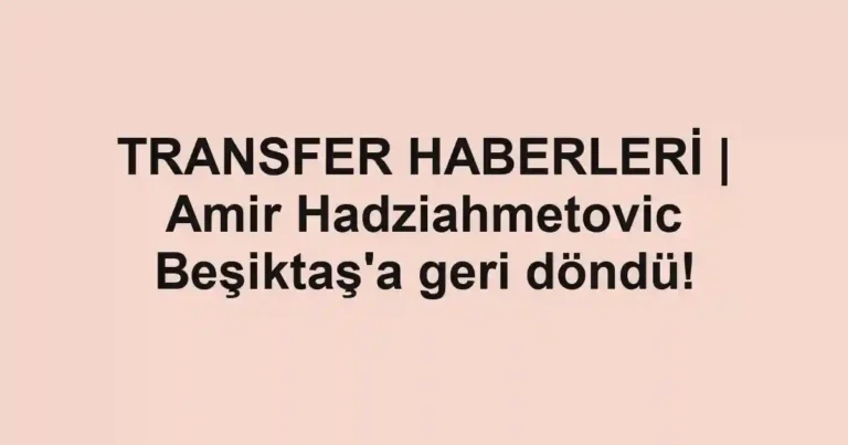 TRANSFER HABERLERİ | Amir Hadziahmetovic Beşiktaş'a geri döndü!