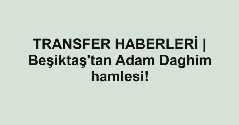 TRANSFER HABERLERİ | Beşiktaş'tan Adam Daghim hamlesi!